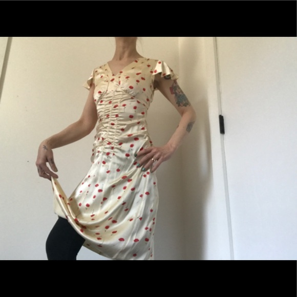 Moda International Vintage Silk Ivory/Floral Dress - Picture 5 of 16